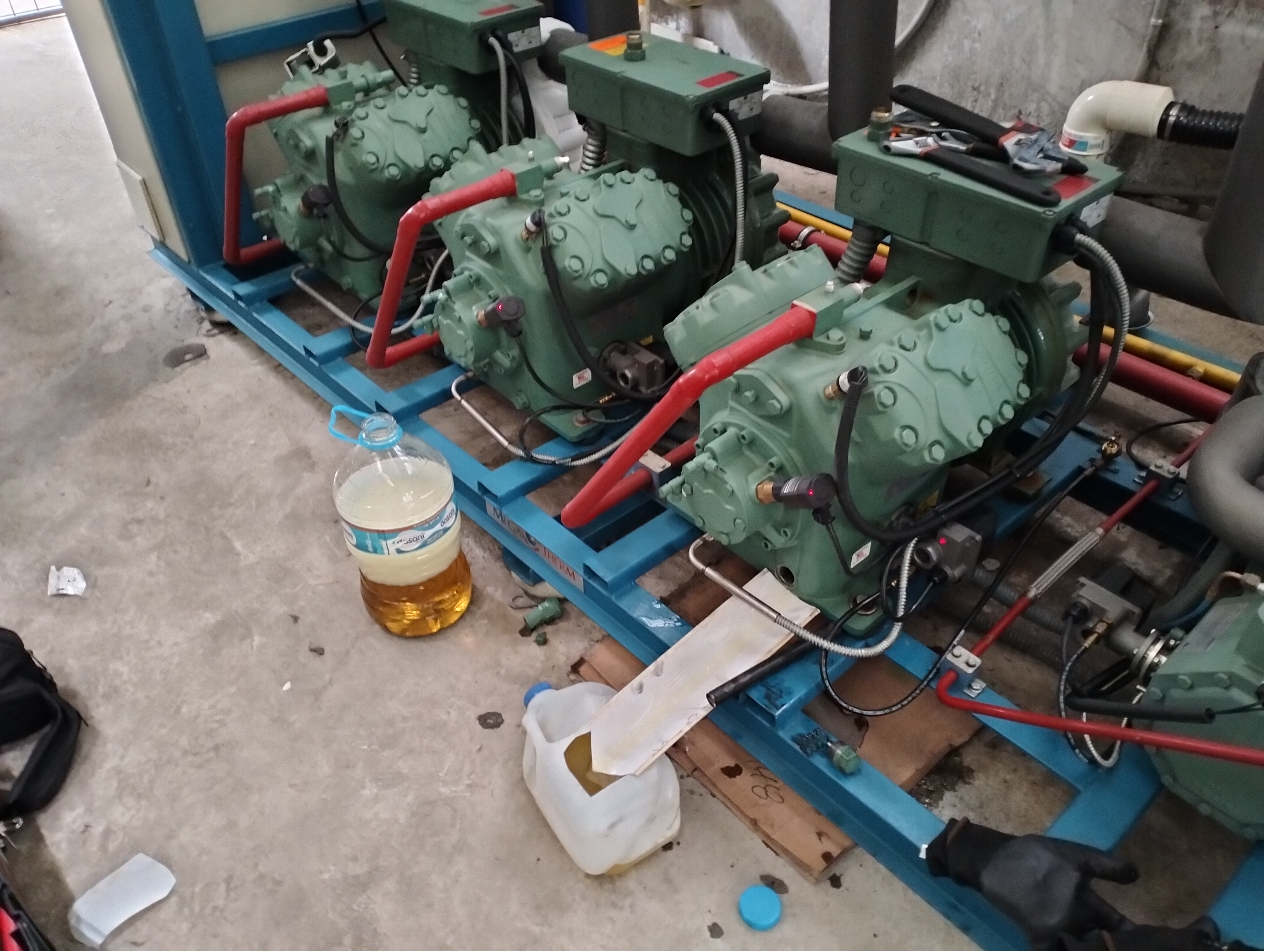 cambio aceite en el compresor