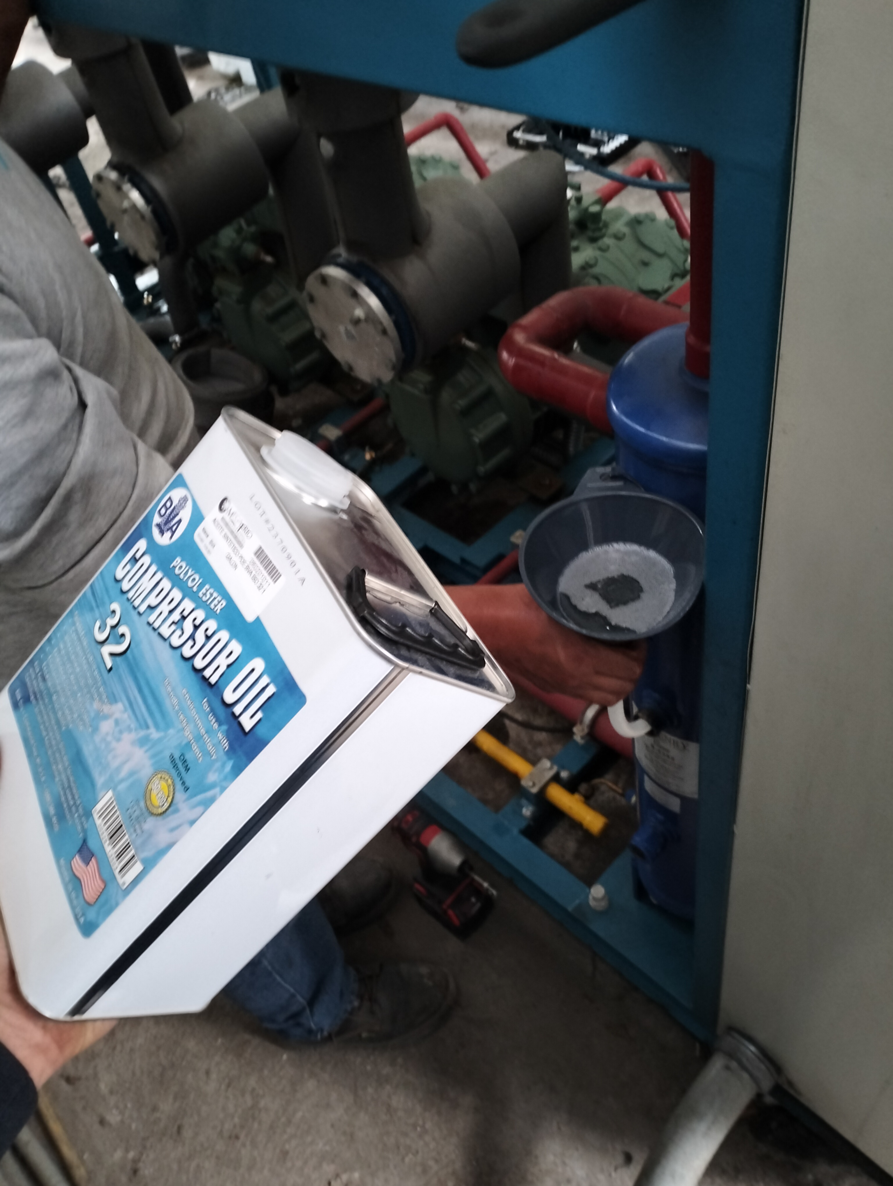 cambio aceite en el compresor